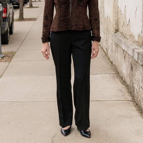 Auth VALENTINO Spa Front Zip Straight Leg Pants 100% Silk Size 6 - Picture 1 of 11